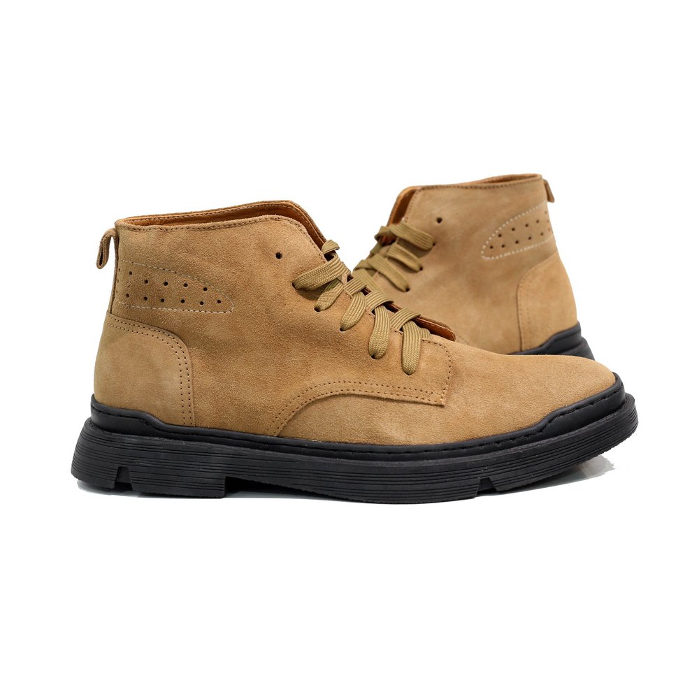 Giày boots da lộn INICHI G1125 cổ lửng có may đế