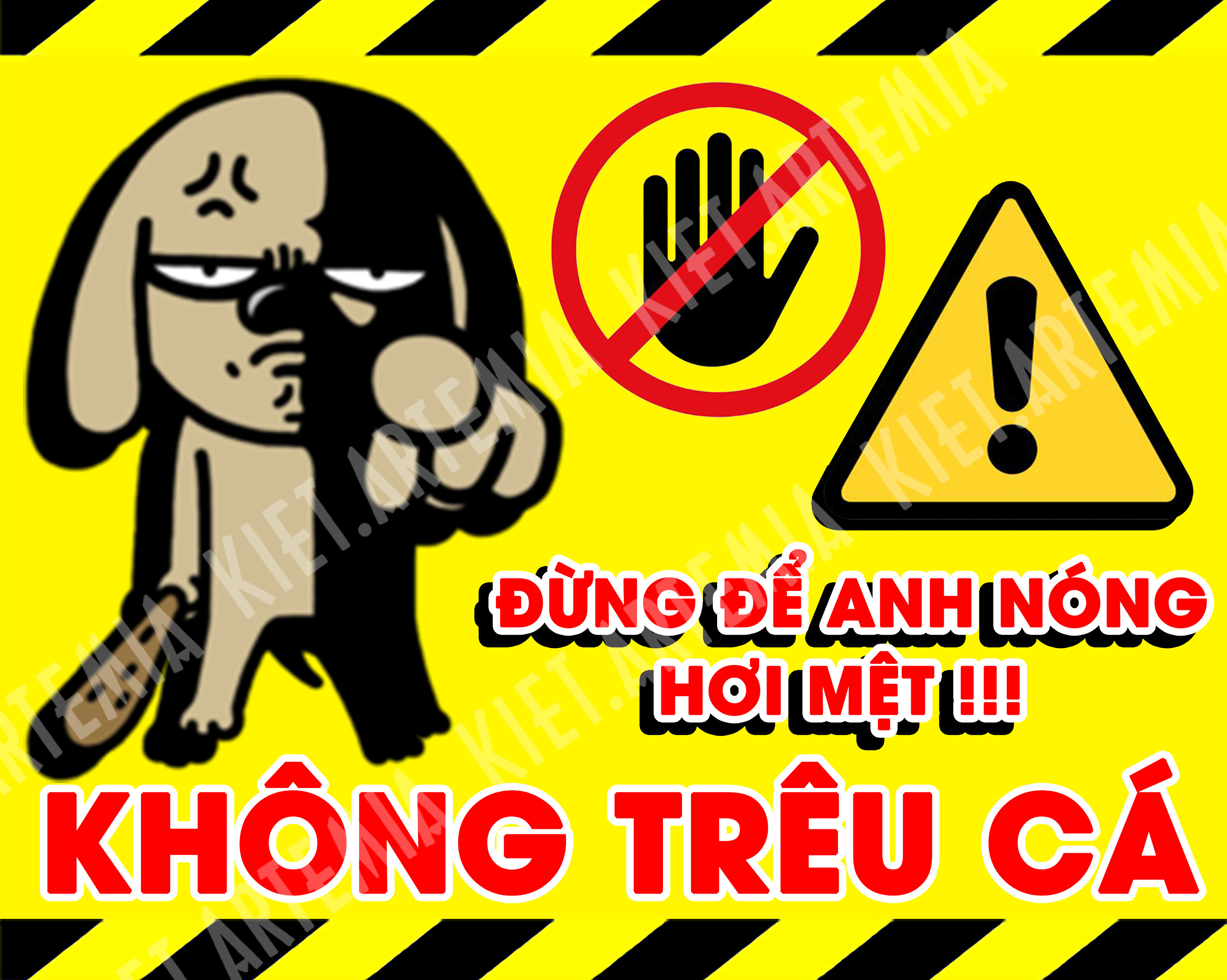 Decal cảnh báo dán hồ cá vui nhộn, trang trí bể cá