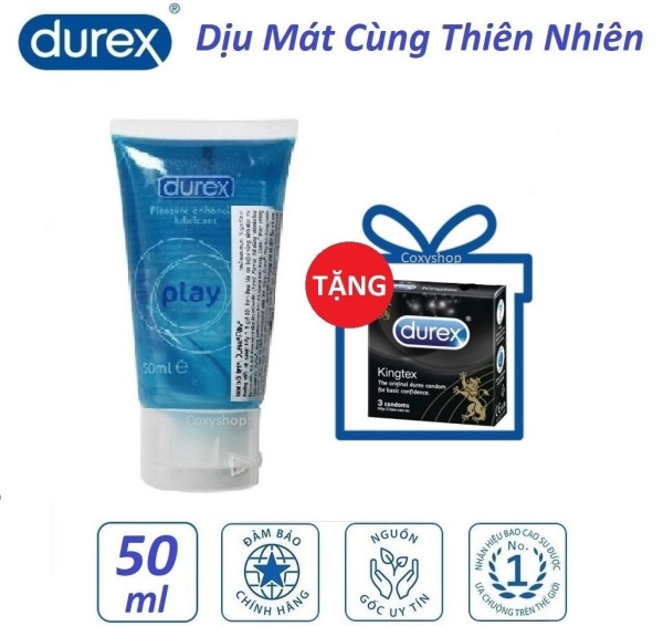 [HCM]Combo chai gel bôi trơn Durex Play 50ml kèm 1 hộp bao cao su Durex Kingtex 3c