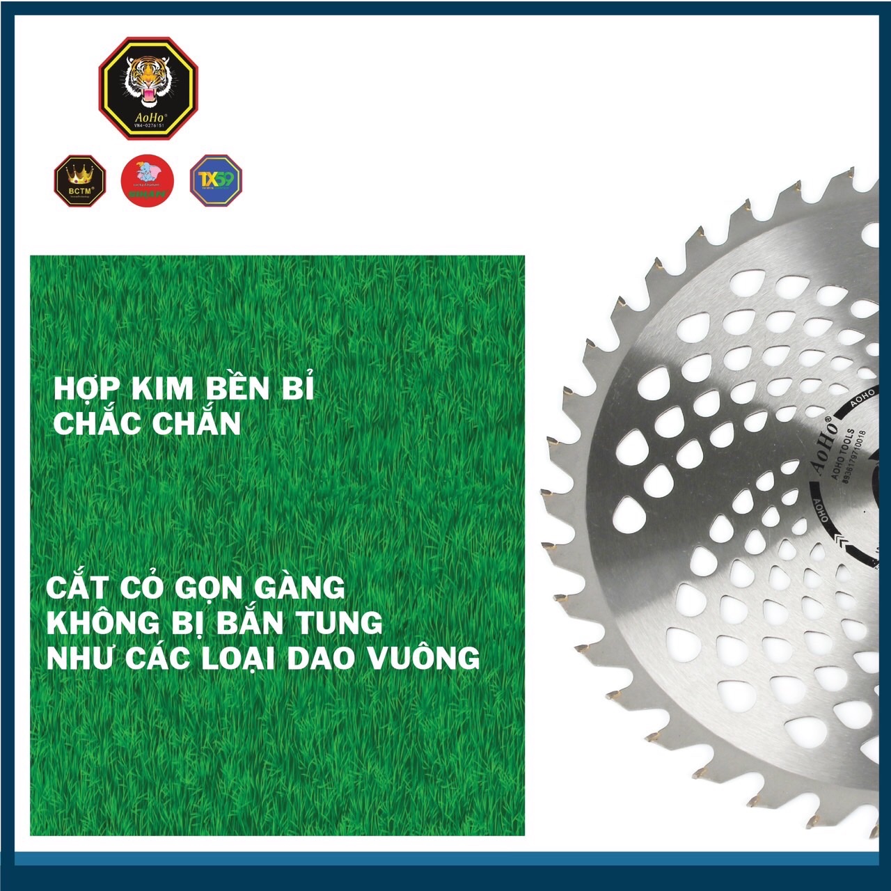 LƯỠI CẮT CỎ HỢP KIM - AOHO - LƯỠI TRÒN SẮT BÉN