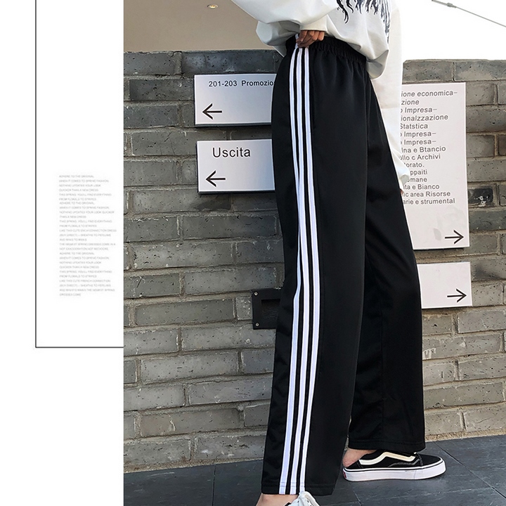 Quần baggy nữ, quần culottes, quần thể thao nữ 3 sọc unisex ống rộng cá tính, thiết kế trẻ trung năng động