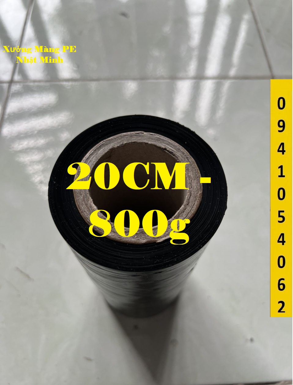 Màng PE đen, màng quấn đen 20cm 1.2kg