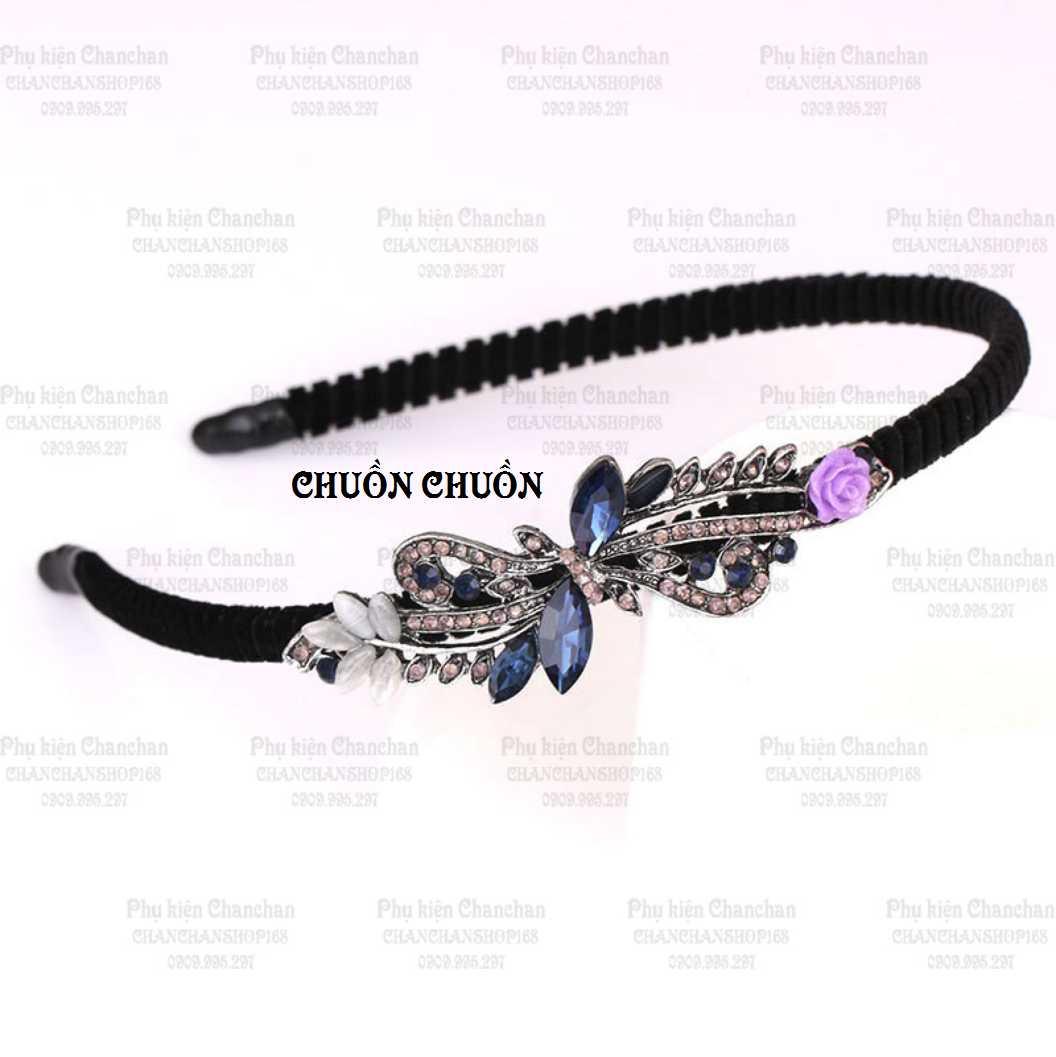 Cài tóc cườm hoa tím pha lê 48k