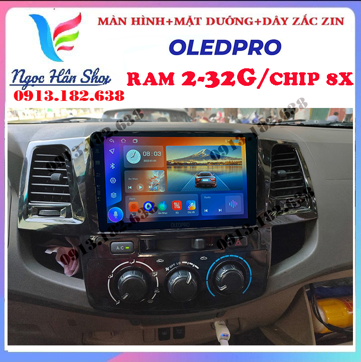 [Hỗ trợ lắp đặt Hà Nội] Màn hình kết nối wifi OLEDPRO Android 10. cho xe TOYOTA FORTUNER , bộ màn hình kết nối wifi gồm màn hình mặt dưỡng dây zắc zin theo xe, tích hợp sẵn bản đồ NAVITEL, YOUTUBE ẨN, với công nghệ hiện đại