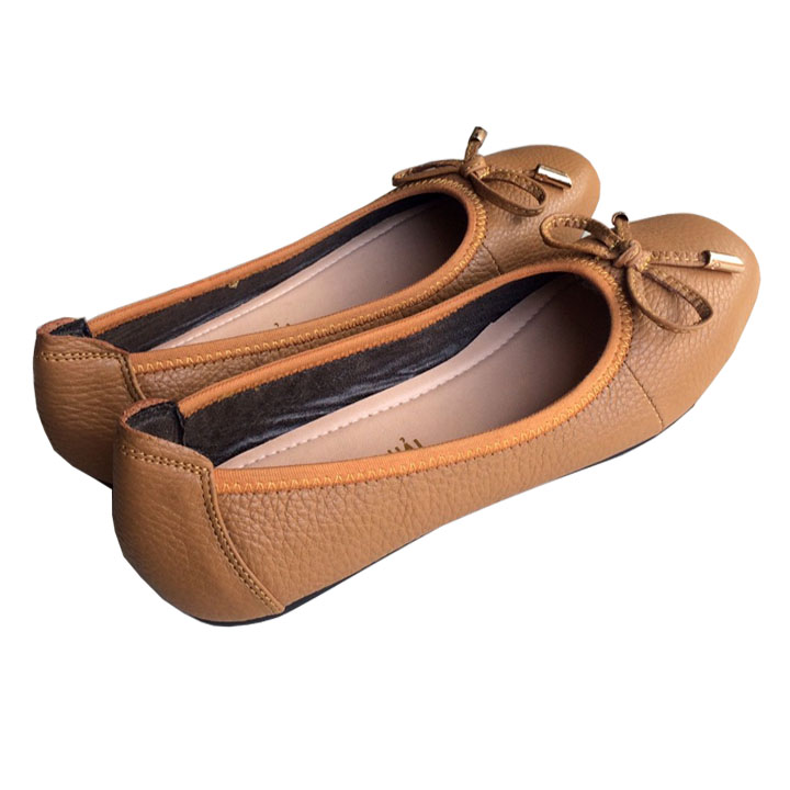 Giày búp bê đen  da bò cao cấp THBB01680