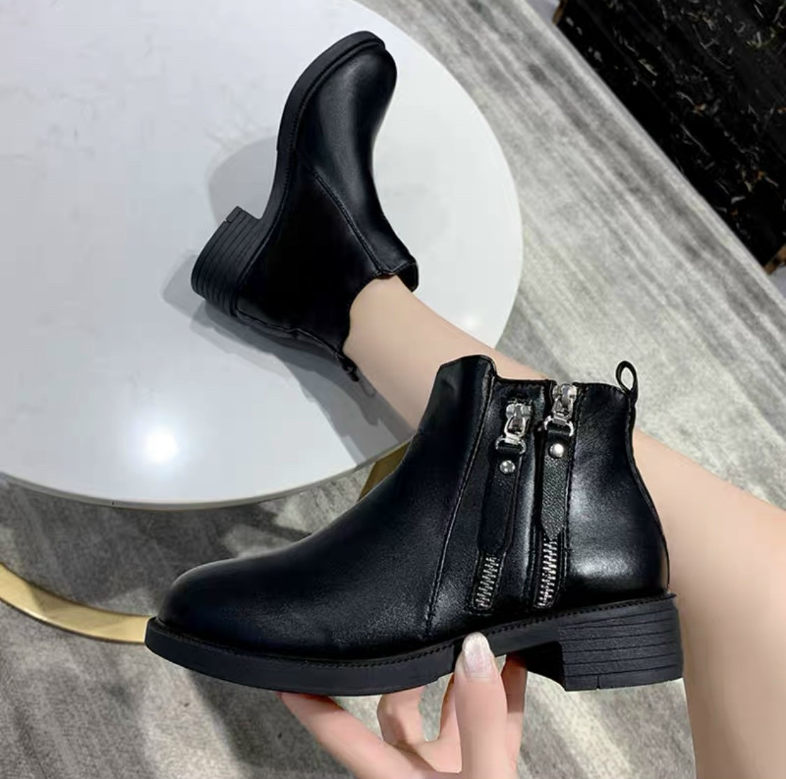 Giày bốt ❤❤Giày bốt cổ cao gót vuông 4p chuẩn