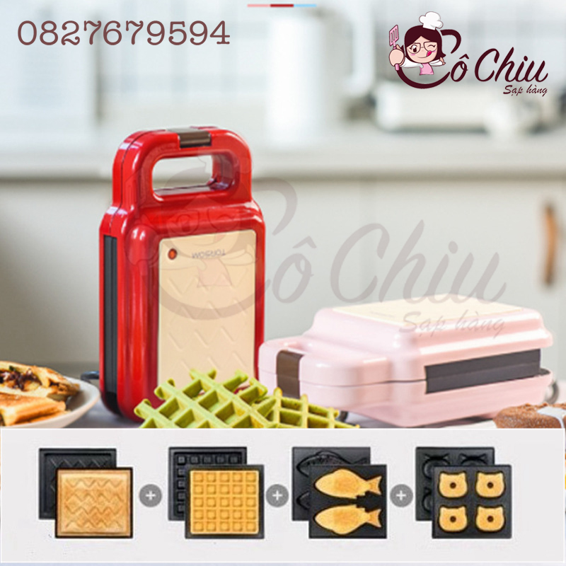 Máy nướng bánh mì sandwich, máy ép bánh mì, máy làm bánh ăn waffle - Bánh cá Torsom