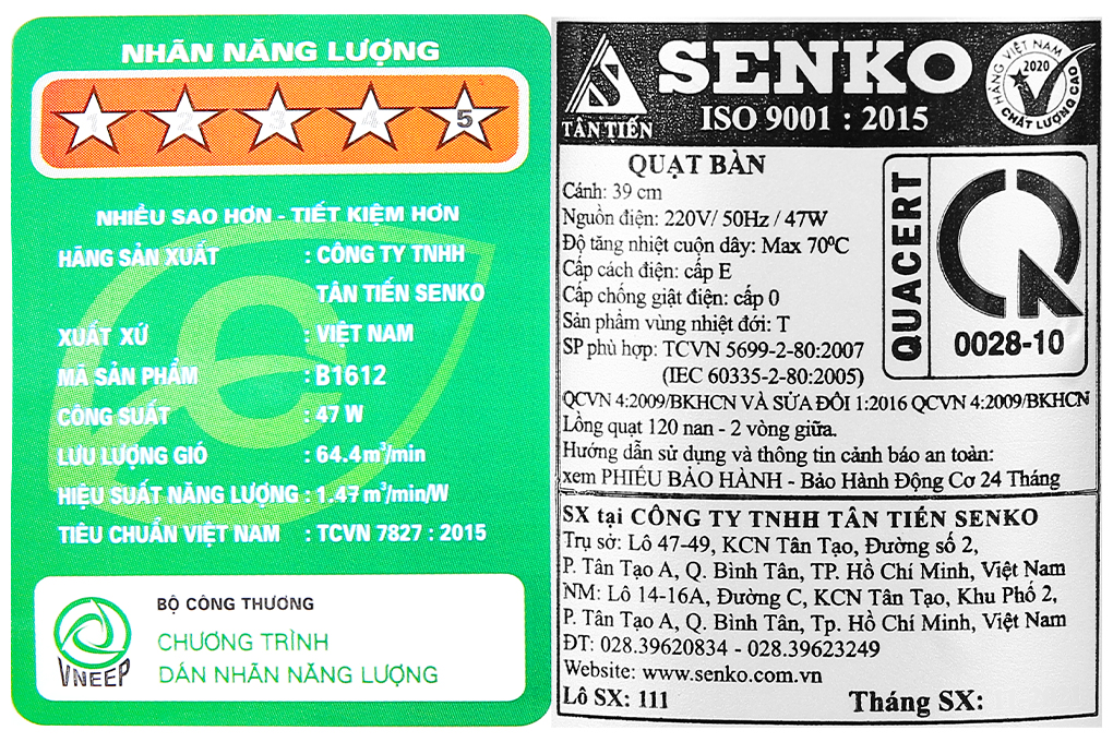 Quạt bàn Senko B1612