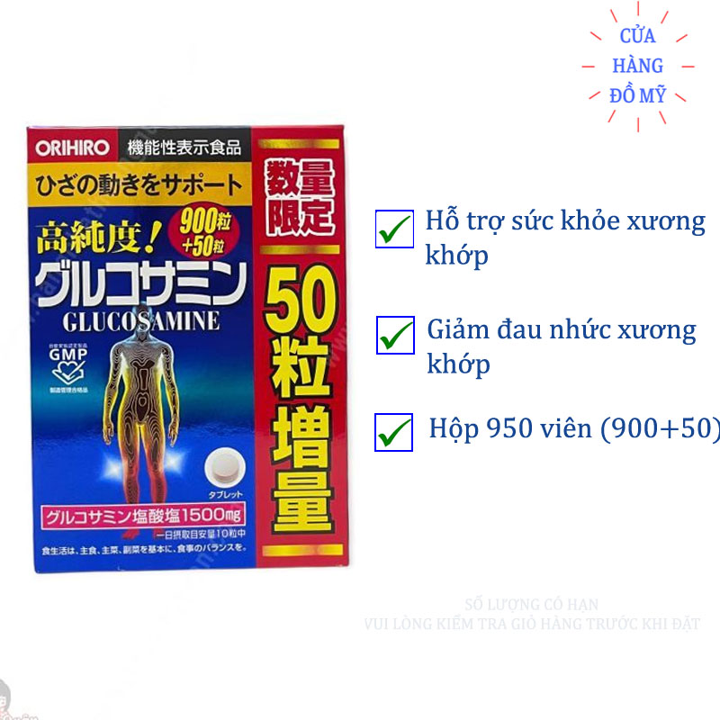 Viên uống glucosamine orihiro 1500mg của nhật 950 viên - glucosamin 950 - shop hong1008