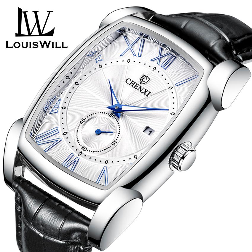 LouisWill Fashion Men Quartz Watches Wrist Watch Sports Watches PU Leather Watches Waterproof 30M Water Resistant Comfortable Watches Roman Numeral Luxury Business Wristwatches with Luminous for Outdoor Business Travel Exercise