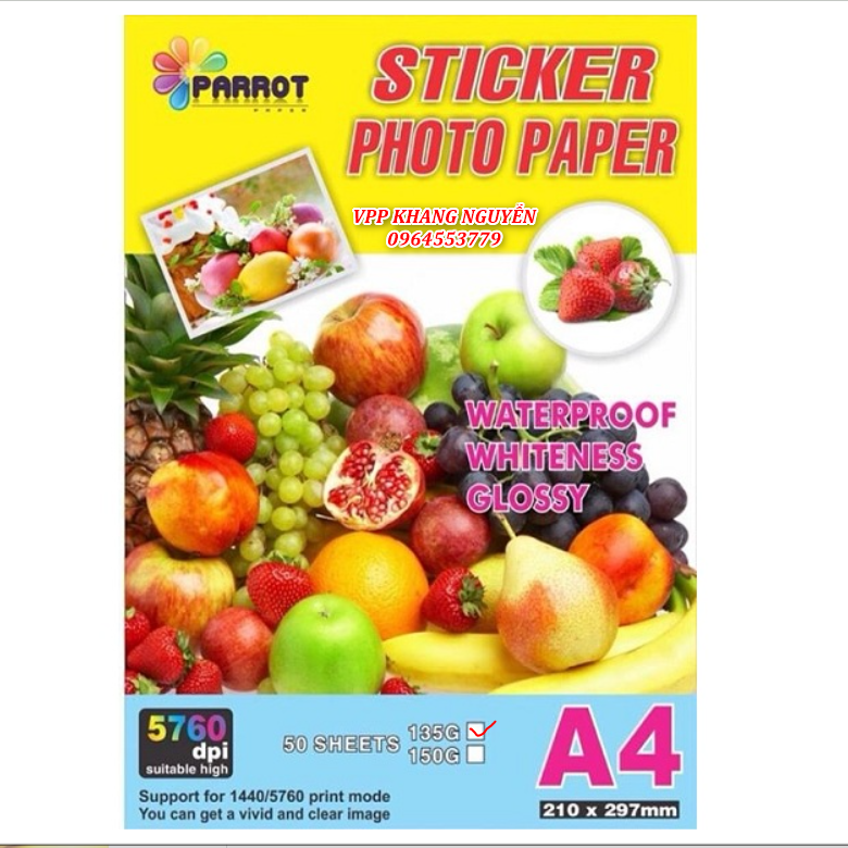 Decal paper photo printing parrot format A4 - 135gsm