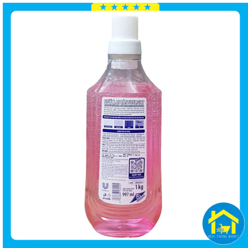 Nước lau sàn Sunlight chai 1kg (xanh, hồng, trắng)