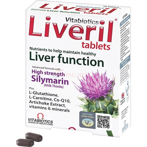 Viên uống Vitabiotics Liveril Tablets hỗ trợ thải độc gan (30 viên)