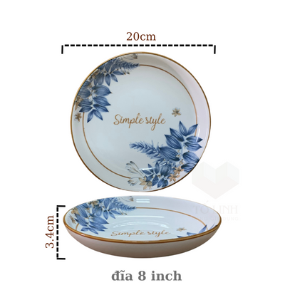 Dĩa sứ cao cấp hột xoài 31.5cm style,,dĩa hột xoài sứ cao cấp style 12