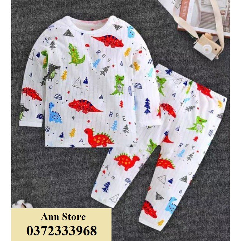 Set bộ dài tay-bộ dài thu đông cotton giấy hoạ tiết dễ thương