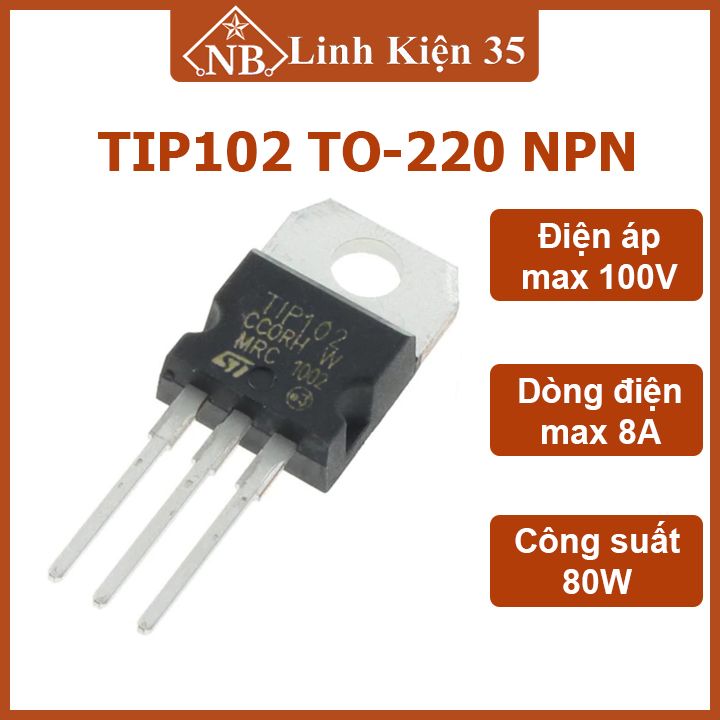 Tip102 to-220 kiểu chân npn 100v-8a darlington transistor