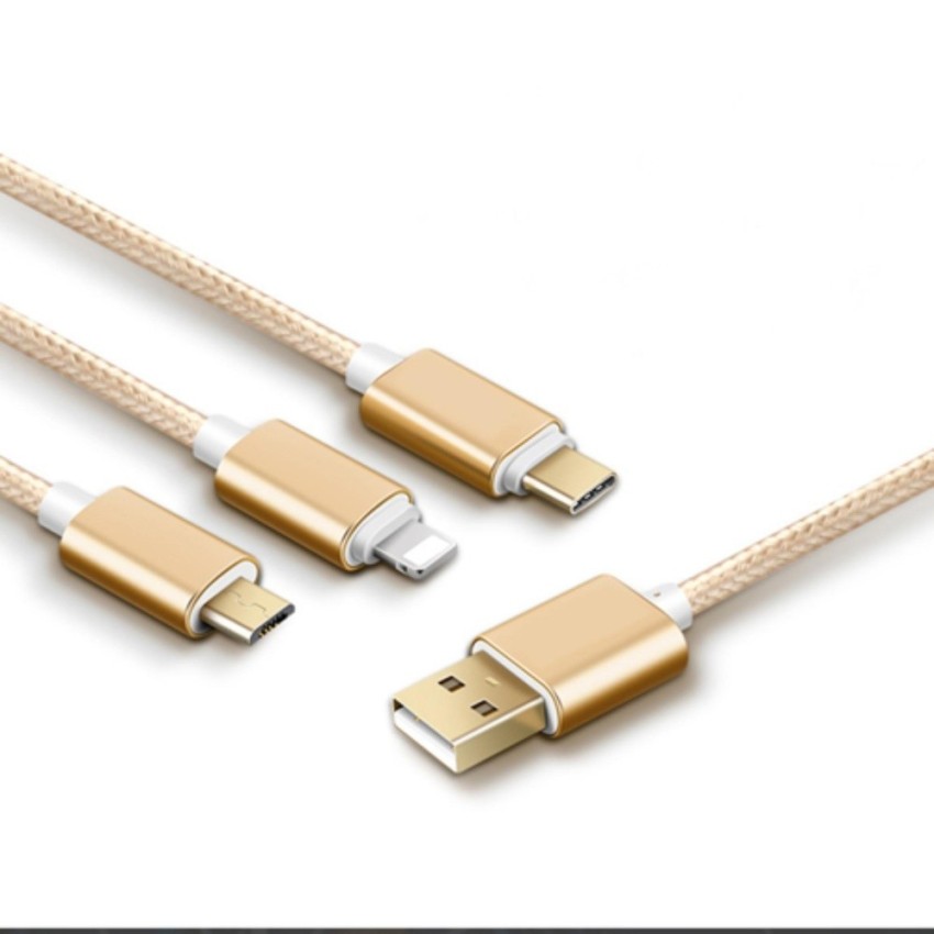 Cáp sạc dây dù đa năng 3 đầu Lightning - Type C - Micro USB mẫu