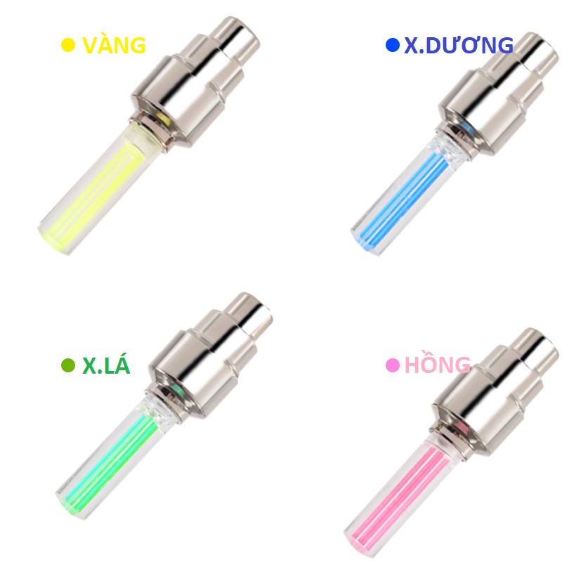[1 Cặp] Đèn Led Gắn Van Xe Phát Sáng Nhiều Màu