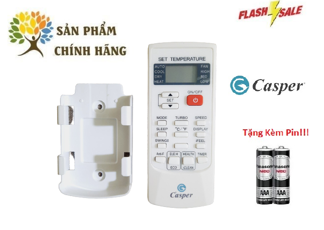Remote Điều khiển điều hòa Casper- Hàng mới chính hãng theo máy 100% Tặng kèm Pin + Đế treo tường