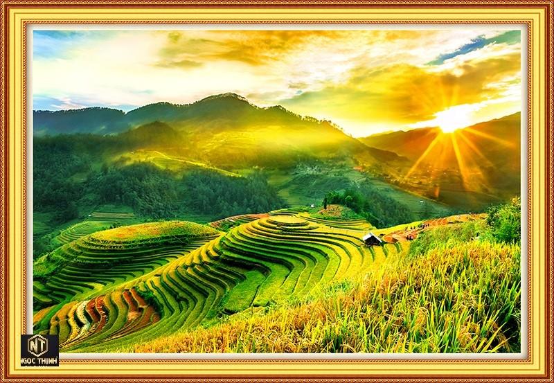 Tranh đính đá Phong cảnh ruộng bậc thangg VS135