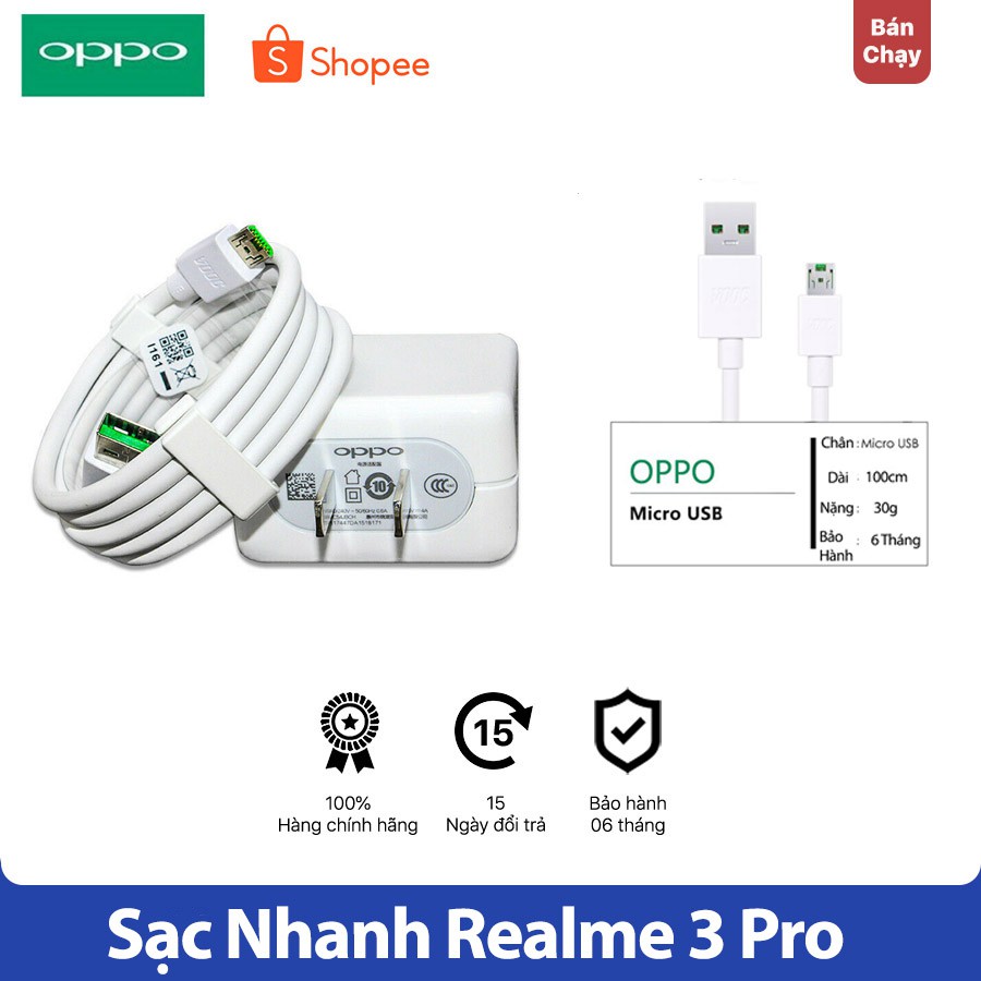 Sạc Nhanh VOOC 3.0 Cho Realme 3 Pro -  Hàng Chính Hãng