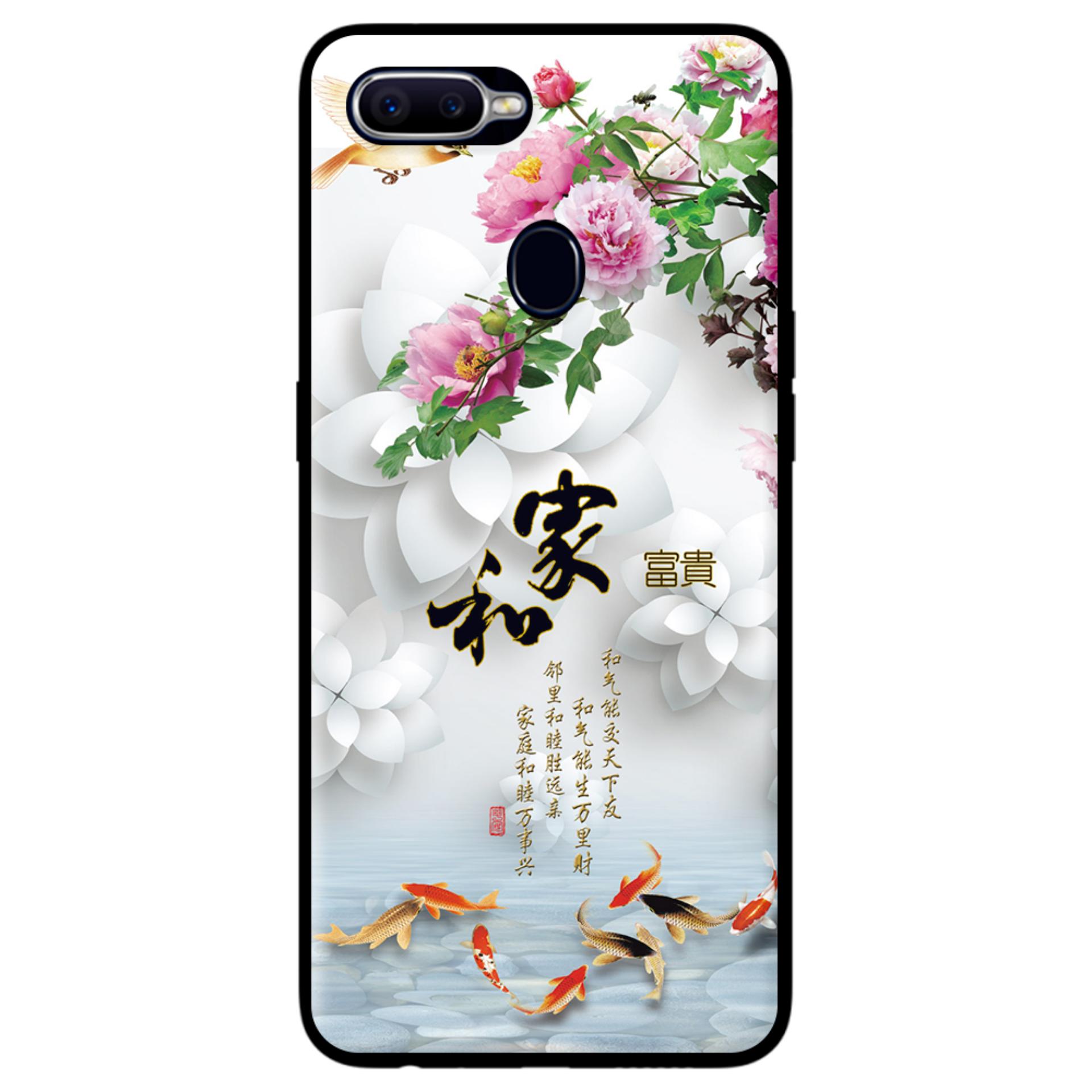 Ốp lưng oppo a7 - a5s - chim cá nền hoa trắng