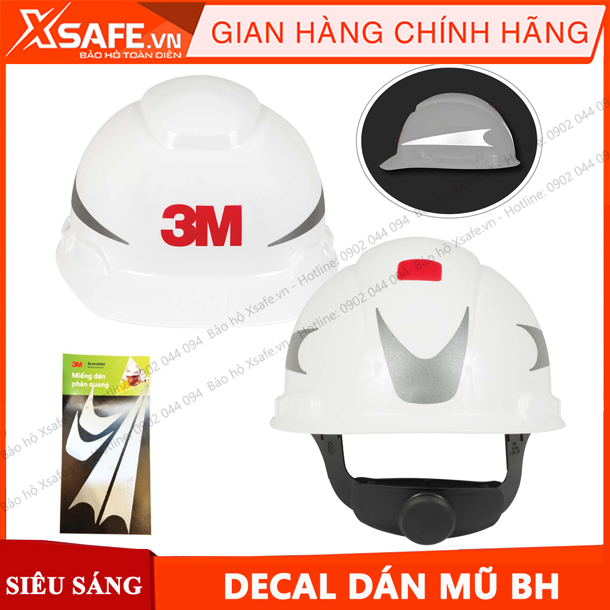 Decal phản quang 3M dán mũ bảo hộ, nón bảo hiểm, siêu sáng, tăng an toàn khi chạy xe, lao động ban đêm