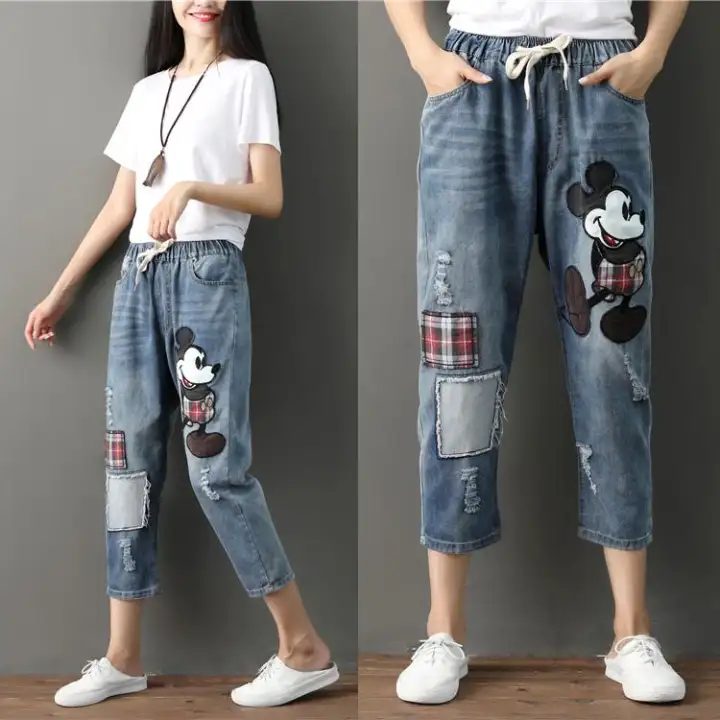 elastic waist boyfriend jeans