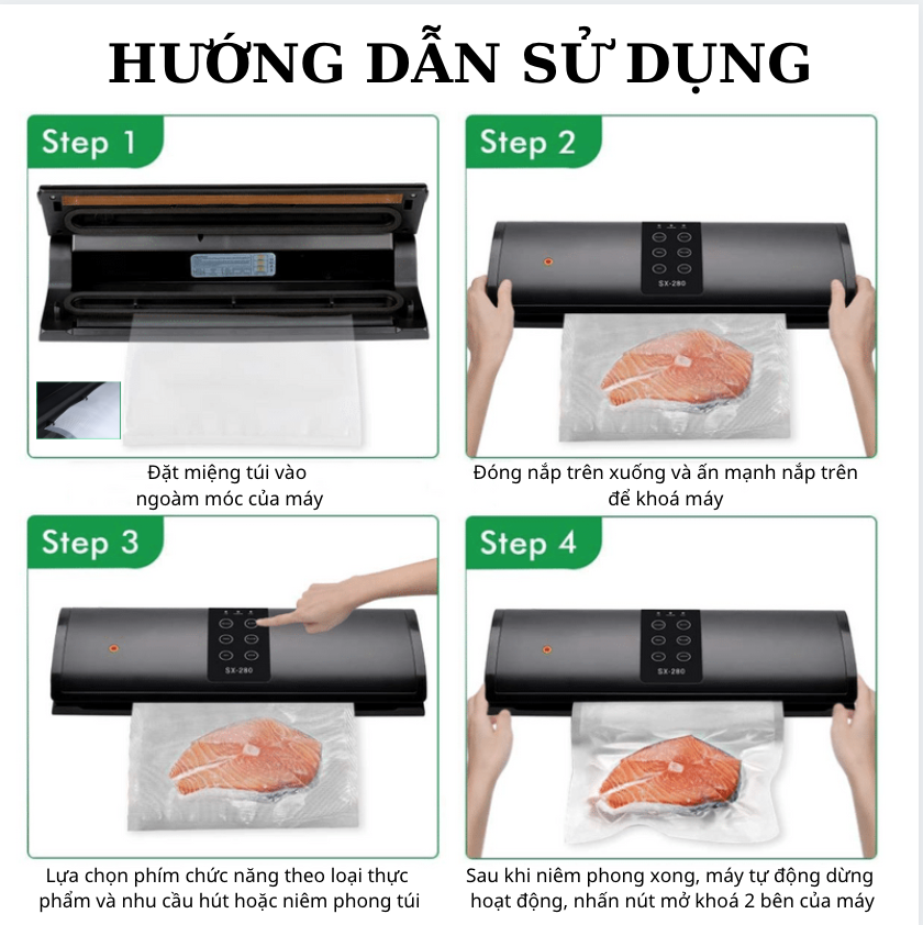 Máy Hút Chân Không Thực Phẩm Cao Cấp 6 Chế Độ