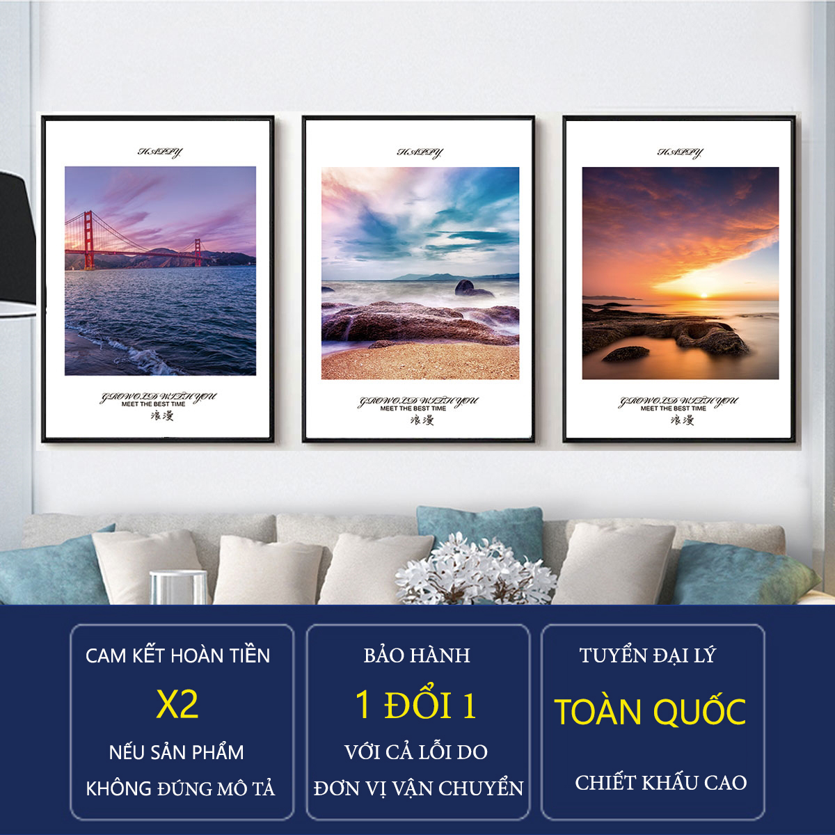 Tranh Canvas Treo Phòng Khách - Tranh Hoa Sen