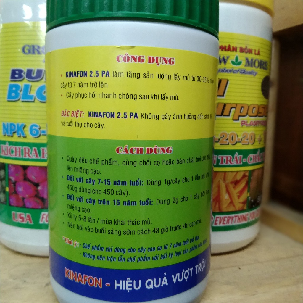 Phân bón thu ốc kích thích mủ cao su kinafon 2.5pa dùng cho cao su mới mở miệng
