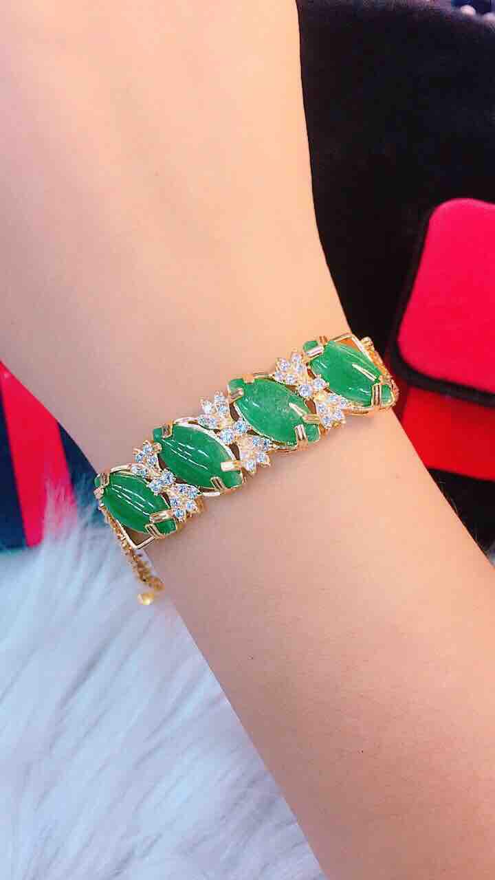 Lắc Tay Nữ Mạ Vàng 18k Đính Đá Cẩm Thạch