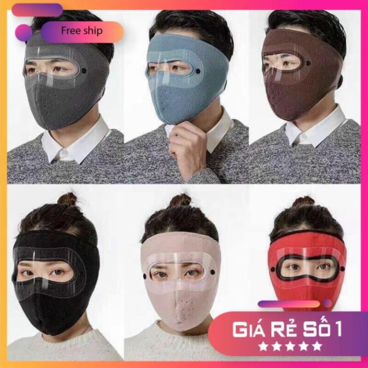 Khẩu trang ninja lót nỉ có kính bảo vệ mắt