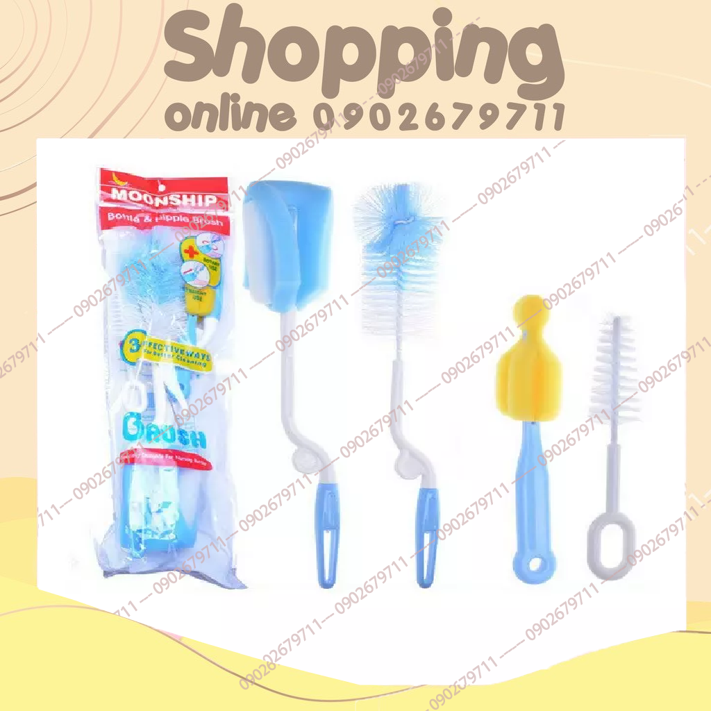 Bộ 4 Món Cọ Rửa Bình Sữa Moonship Cho Bé