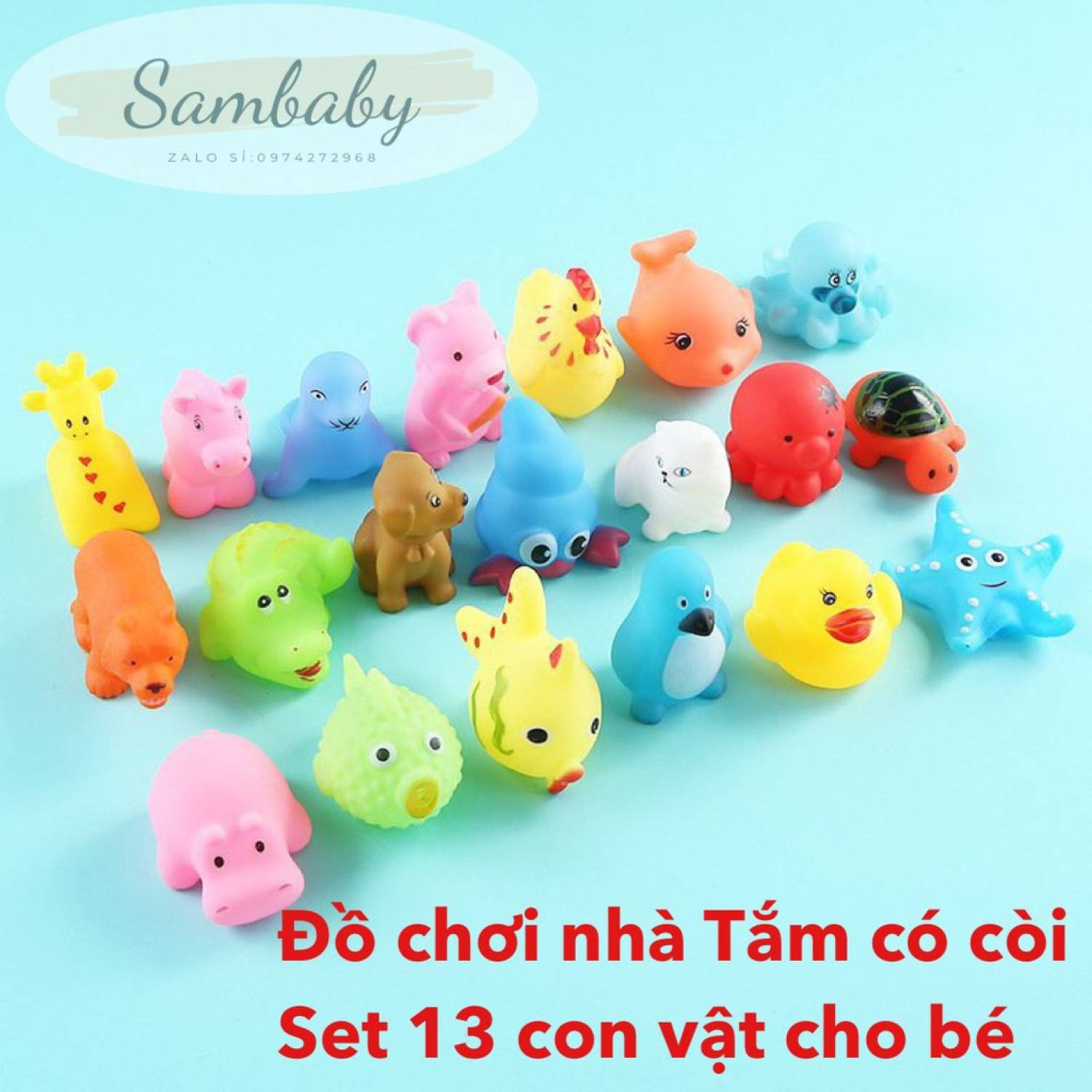 Bộ Đồ chơi nhà tắm cho bé 13 món có chuông BV1022 nhựa an toàn cho bé,đồ chơi bóp tay silicon mềm cho bé