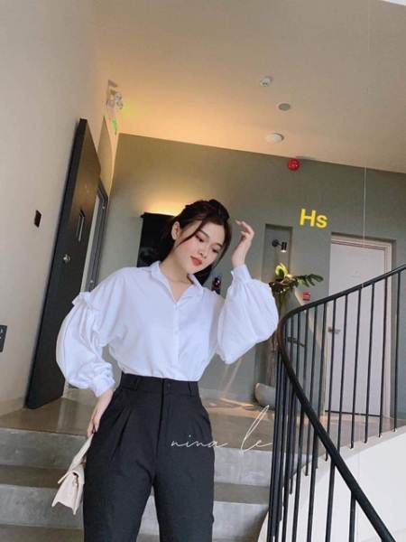 Áo Sơ Mi Nữ Tay Bèo Nhún Siêu Cá Tính