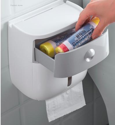 Ống giấy vệ sinh Ecoco 2 ngăn có khe để điện thoại và để đồ nhà tắm thông minh, ong giay ve sinh Ecoco 2 ngan co khe de dien thoai va de do nha tam thong minh, Hộp đựng giấy vệ sinh ECOCO gắn tường 2 ngăn, không cần khoan tường