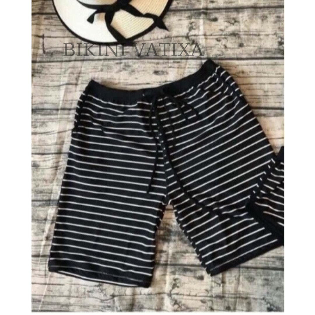 [HCM]Bikini Cho Cặp Đôi Đồ Bơi Đôi Cặp Thun Lạnh Sọc Đen VATIXA BKN05
