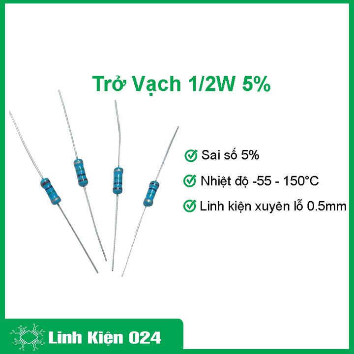 Gói 100 con trở vạch 1/2w 5%