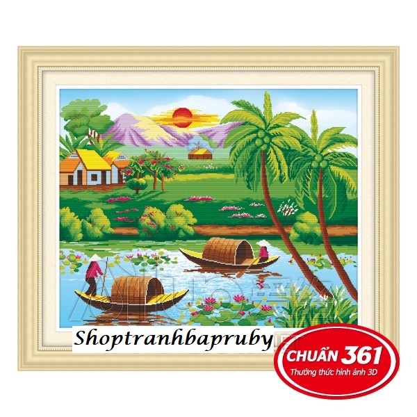[HCM]Tranh thêu Làng Quê 53313 kích thước 93 x 76 cm