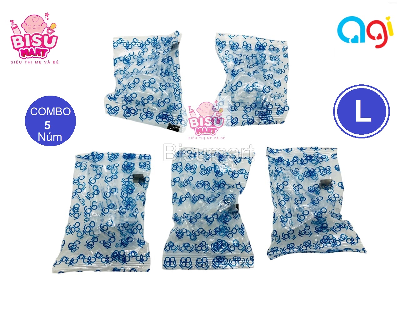 Combo 5 Núm vú Cổ Hẹp cho bé AGI SIZE S, M, L