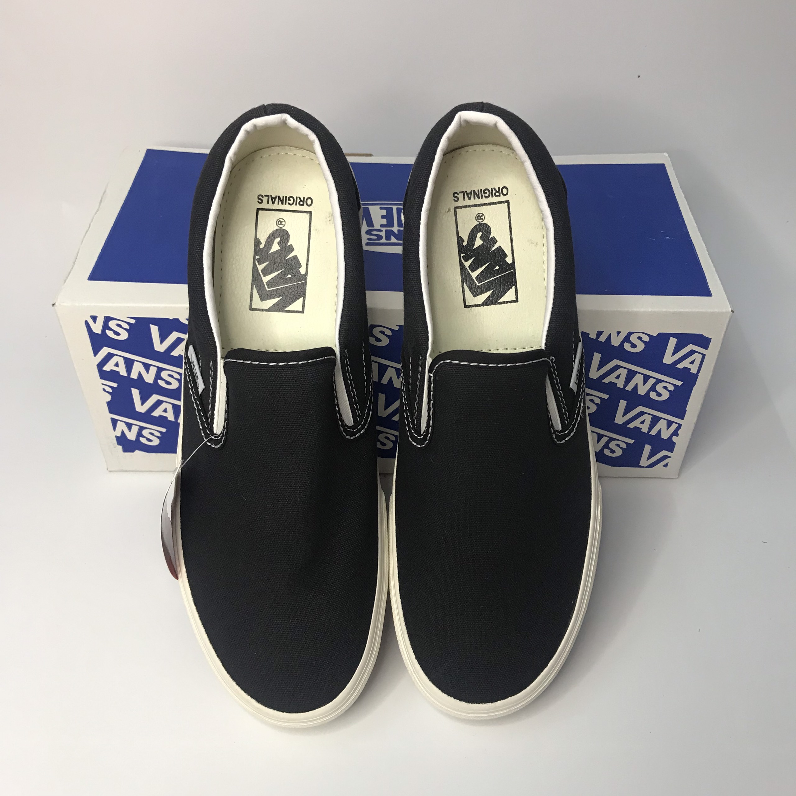 [Tặng Kèm Hộp + Vớ] Giày Lười Nam Xỏ Đen Vans Slip On Black White
