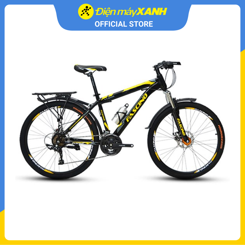 Xe đạp địa hình MTB Fascino W600 26 inch Đen vàng