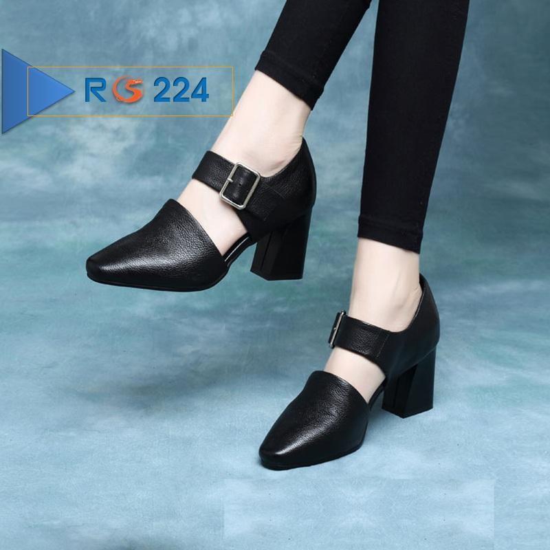 Giày boot bốt nữ đẹp hàng hiệu Rosata-6cm cổ thấp phá cách RO224