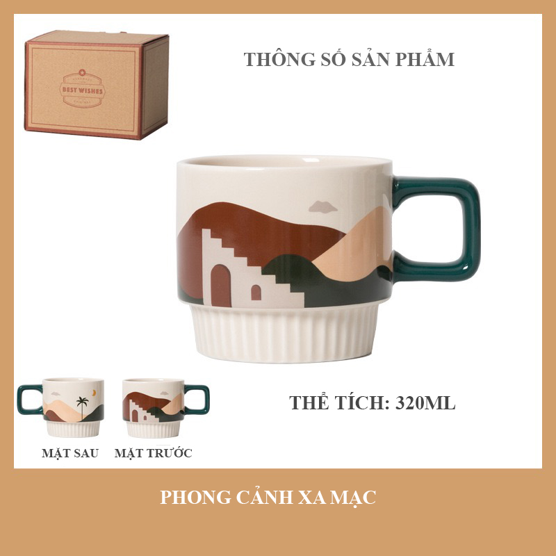 Ly sứ cà phê có quai cầm 320ml