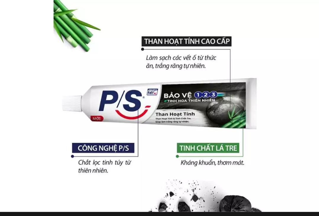 [HCM]kem đánh răng p/s 123 than hoạt tính 180gr