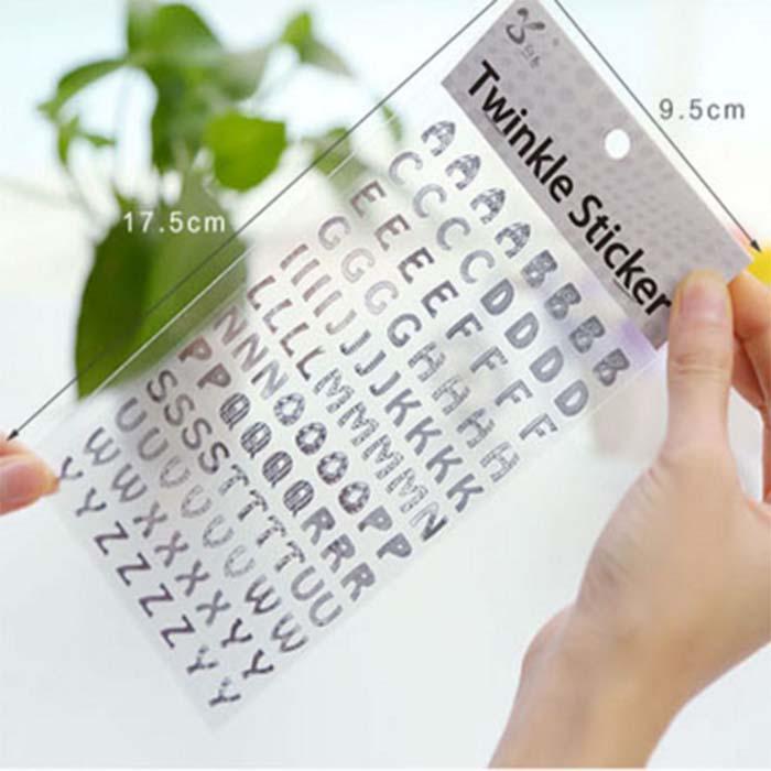 Sticker chữ, số nhũ vàng, nhũ bạc trang trí scrapbook, album... - 01 tờ (mẫu giao ngẫu nhiên)