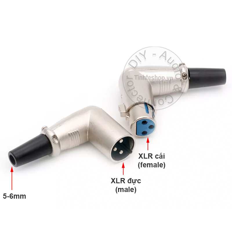 Đầu hàn canon đực vuông góc 1 chiếc OD6mm - Đầu hàn XLR 3 pin đực