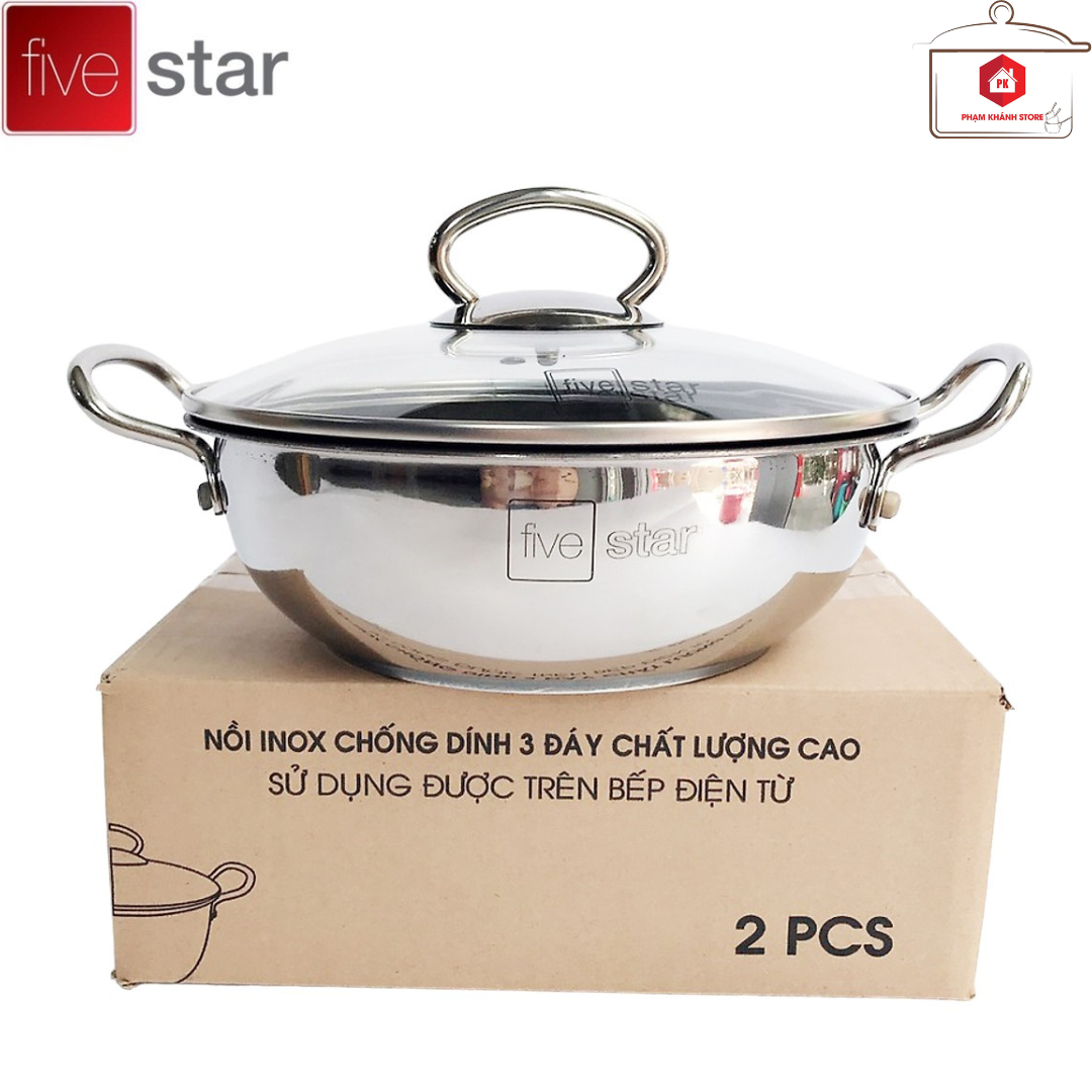 Nồi Kho Thịt Cá 3 Đáy Chống Dính Dùng Được Cho Bếp Điện Từ Fivestar 22cm