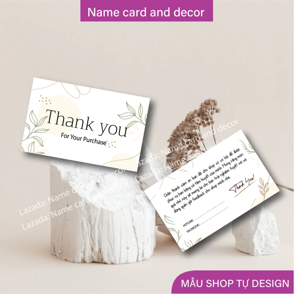 (Combo 100 cái) Namecard, Thiệp cảm ơn, name card and decor, có sẵn dành cho shop bán hàng, kích thước 9x5.5 cm